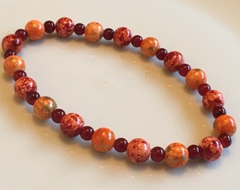 Orange Stretch Bracelet Chunky Anklet Mother’s Day Gift, Stretch Bead Bracelet, Orange Bracelet, Anklet