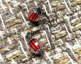 Bead Dangle Earrings Red Dangle and Drop Earrings Beaded Earrings Bead Drop Earrings Dangly Earrings for Her