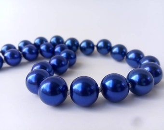 Blue Knotted Pearl Necklace Handmade Beaded Necklace Mother’s Day Gift Knotted Necklace Long Necklace Gift For Her Blue Pearls