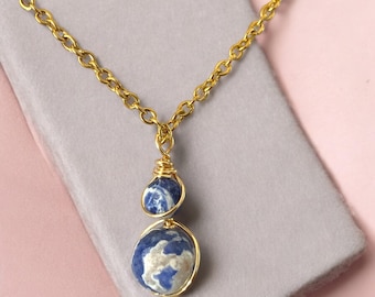 Sodalite Chain Necklace, Simple Pendant Choker, Mother’s Day Gifts for Women, Teenager Girls