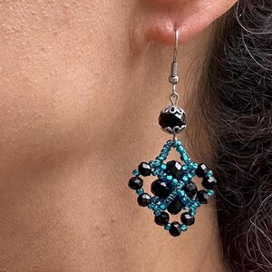 Handmade Beaded Dangle Earrings Stainless Steel Glass Bead Earrings