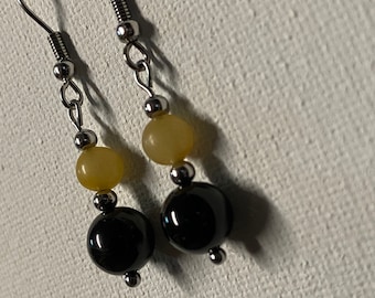 Jade and Tourmaline Dangle Earrings, Small Drop Earrings, Valentines Day Gift for Her, Hypoallergenic Jewelry