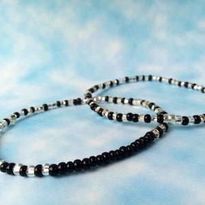 Black Anklet Stretch Ankle Bracelet Anklets Beaded Bracelet Anklet With Beads Couple Bracelets Ankle Bracelet Black Anklet Couples Gift Set