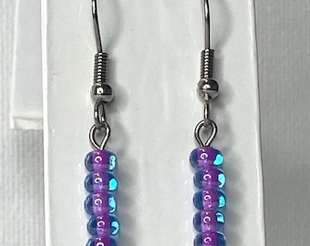 Handmade Beaded Dangle Earrings: Stainless Steel Drop Earrings