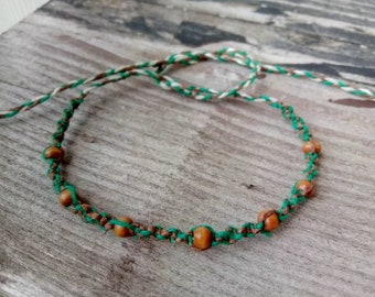 Handmade Tie Necklace, Macrame Choker, Fall, Hemp, Braided String Bracelet, Hemp Necklace, Man Ankle Bracelet Hemp Jewelry Handmade Anklet
