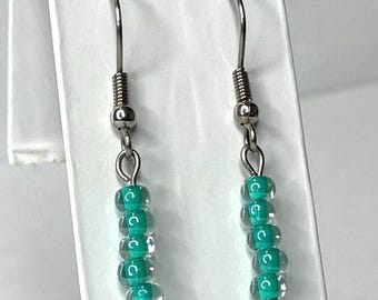 Beaded Dangle Earrings: Handmade Stainless Steel Drop Earrings