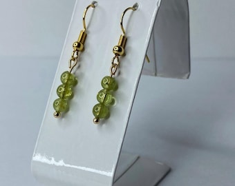 Hypoallergenic Earrings, Green Peridot Crystal Gemstone Earrings, Drop Earrings Hypoallergenic Earrings for Her