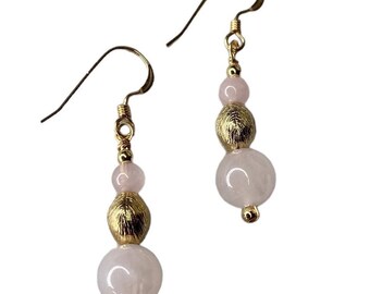 Handmade 14k Gold Filled Rose Quartz Dangle Earrings