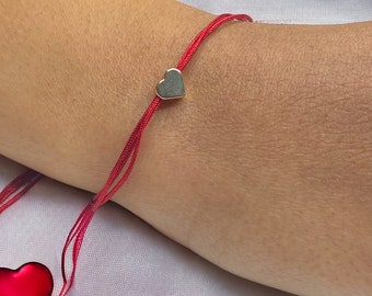 Small Gold Heart Bracelet Adjustable String, Valentine Gift for Girlfriend or Daughter, Boho Friendship Bracelets