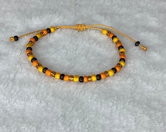 Beaded Bracelets Orange Jewelry Handmade Jewelry, Ankle Bracelet Boho Jewellery Beaded Adjustable