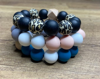 Chunky Bracelets 3pc Silicone Wristlet Stack