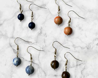 Handmade Hypoallergenic Gold Plated Dangle Earrings: Sodalite Drop Earrings