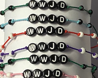 WWJD Bracelet for Girls Adjustable Hemp Bracelet Custom Jewelry Name Bracelet Personalized Jewelry String Bracelet