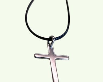 Silver Cross Necklace for Men or Women, Stainless Steel Jewellery, Christian Jewelry Christmas Gifts