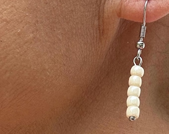 Beaded Dangle Earrings: Stainless Steel Drop Earrings, Bridesmaid Gifts