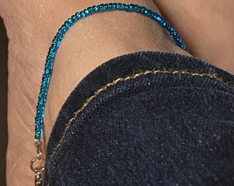 Blue Beaded Ankle Bracelet Adjustable Anklets Bead Anklet