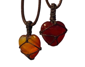 Small Heart Pendant Necklaces Valentines Day Gifts Carnelian Crystal Heart Necklace Mother Daughter Twins Birthday Valentine Gift