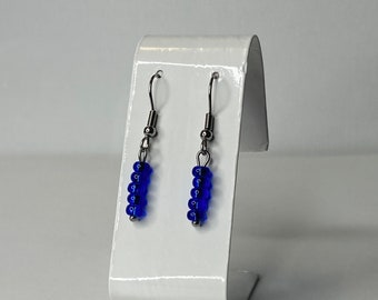 Sapphire Earrings Dangle And Drop Earrings Seed Bead Earrings for Her