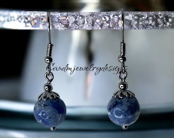 Sodalite Earrings for Women Hypoallergenic Small Drop Dangle Earrings Custom Jewelry Boho Jewelry for Valentines Day