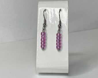 Beaded Dangle Earrings Drop Earrings, Beaded Stick Earrings, Stainless Steel Earrings, Bridesmaid Gifts, Earrings for Her