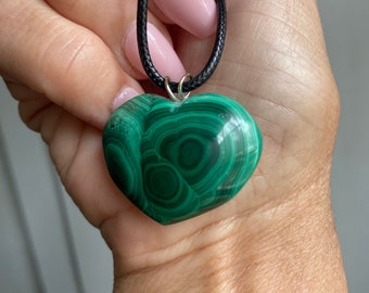 Malachite Heart Pendant Green Black Stainless Steel Handmade Jewelry Gifts Pendants Necklaces for Women