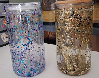 Glitter Heart Snowglobe Drink Bottle