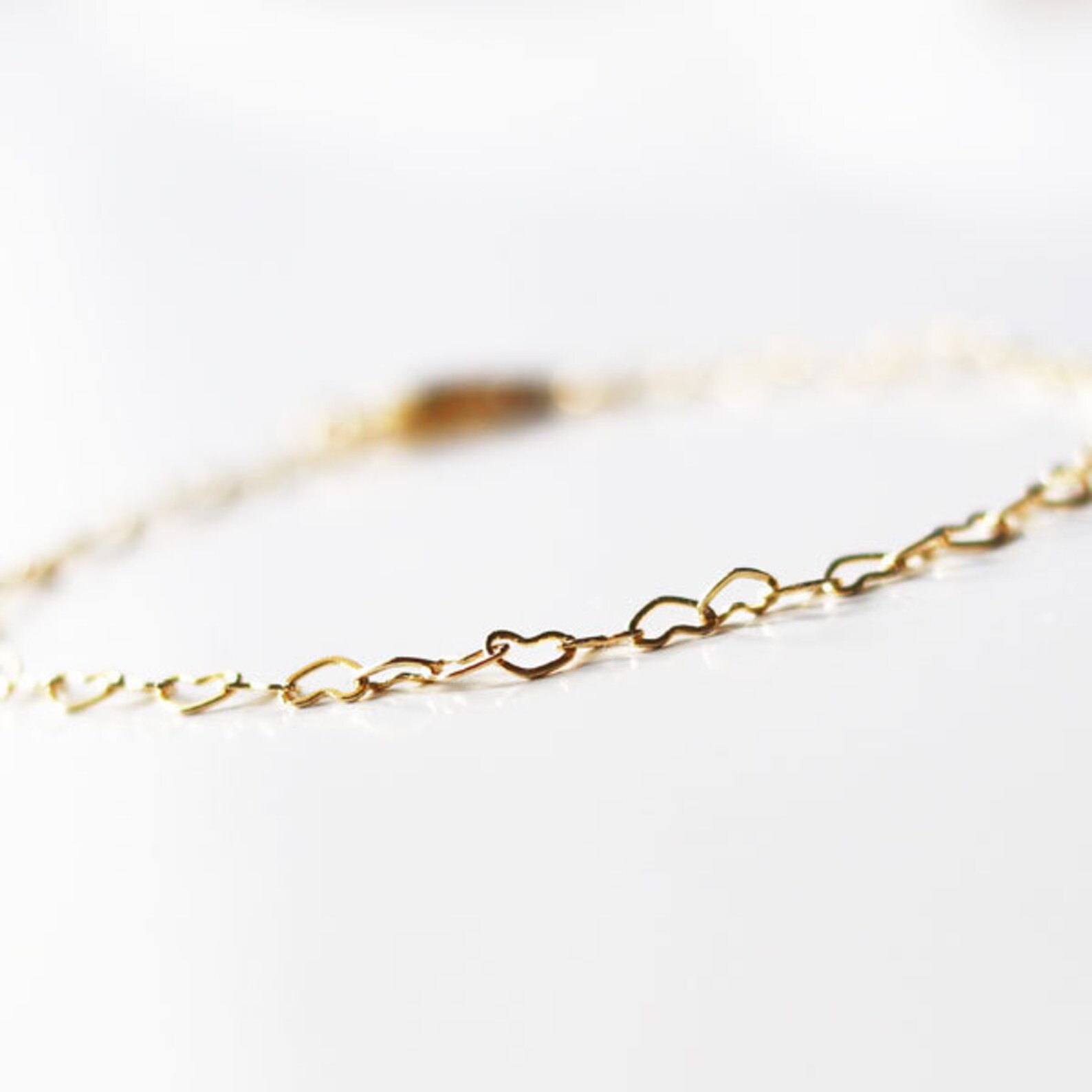 Heart Link Bracelet Heart Bracelet Gold Heart Chain Etsy