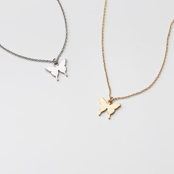 Silver Butterfly necklace Gold 