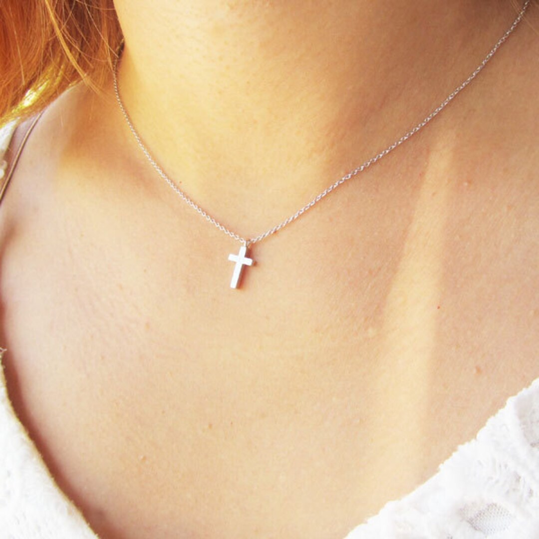 Silver Cross Necklace/mini Cross Necklace/cross - Etsy