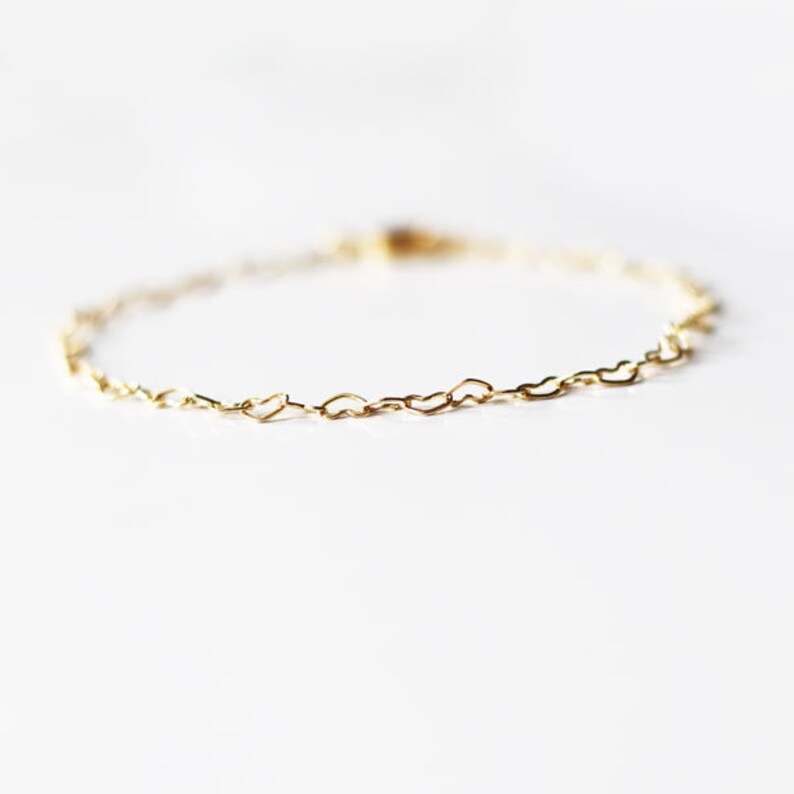 Heart Link Bracelet Heart Bracelet Gold Heart Chain Etsy Hong Kong