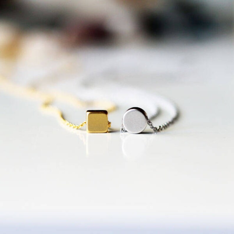 Tiny dot necklace Circle charm necklace Tiny circle Etsy