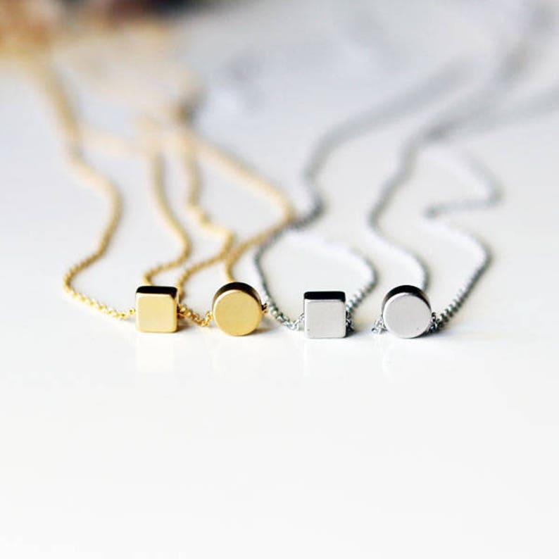 Tiny dot necklace Circle charm necklace Tiny circle Etsy