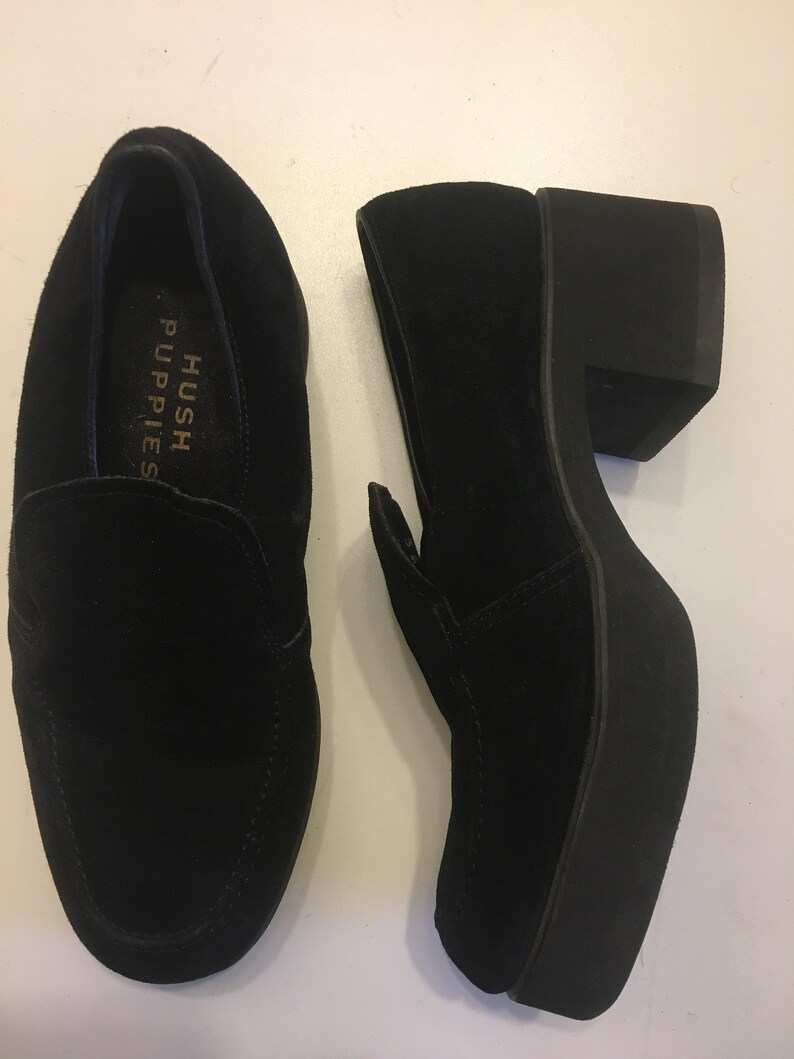 hush puppie black suede loafer size 7us