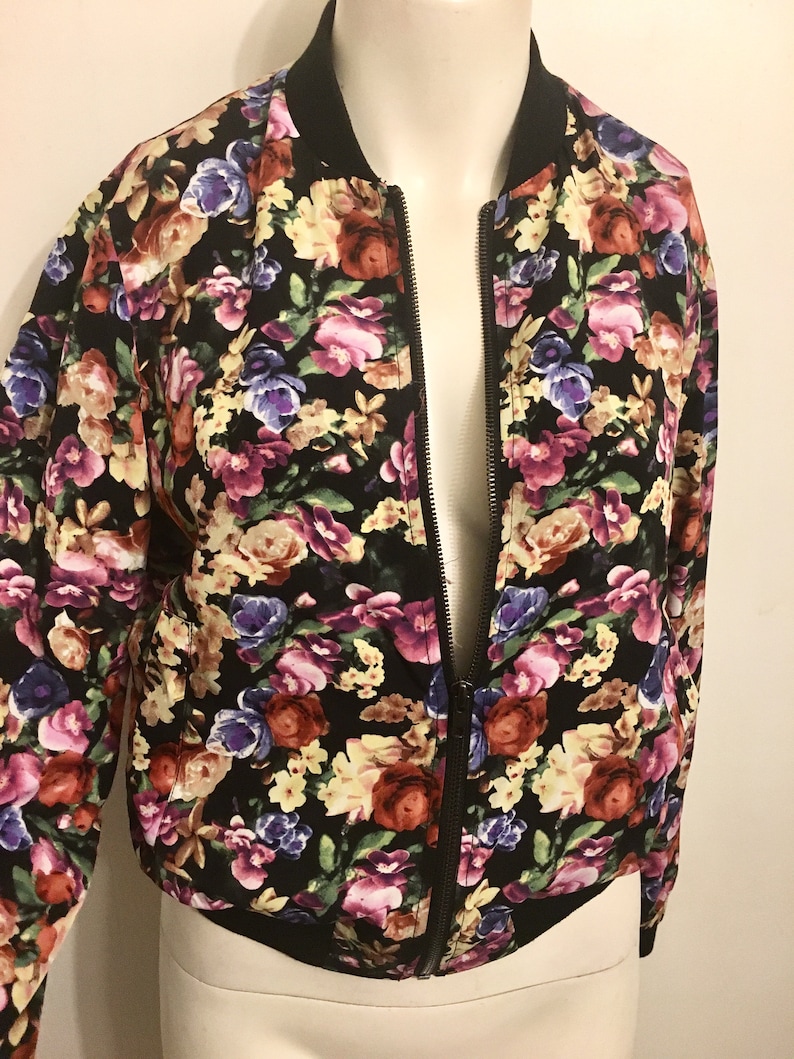 Small floral bomber jacket women