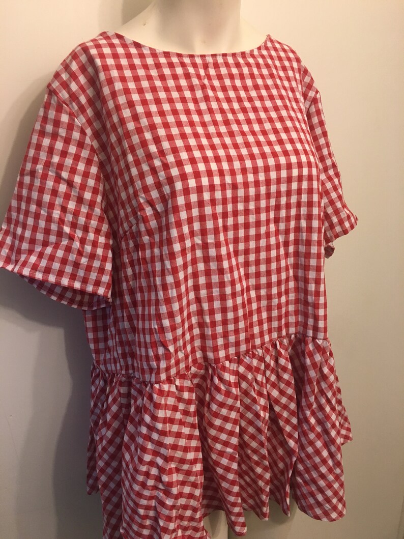 Tartan bow p\u00e9plum top women 1xl-2xl