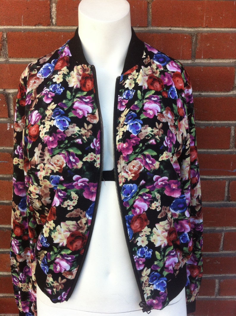 Small floral bomber jacket women