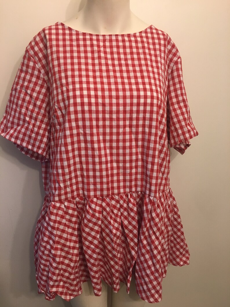 Tartan bow p\u00e9plum top women 1xl-2xl