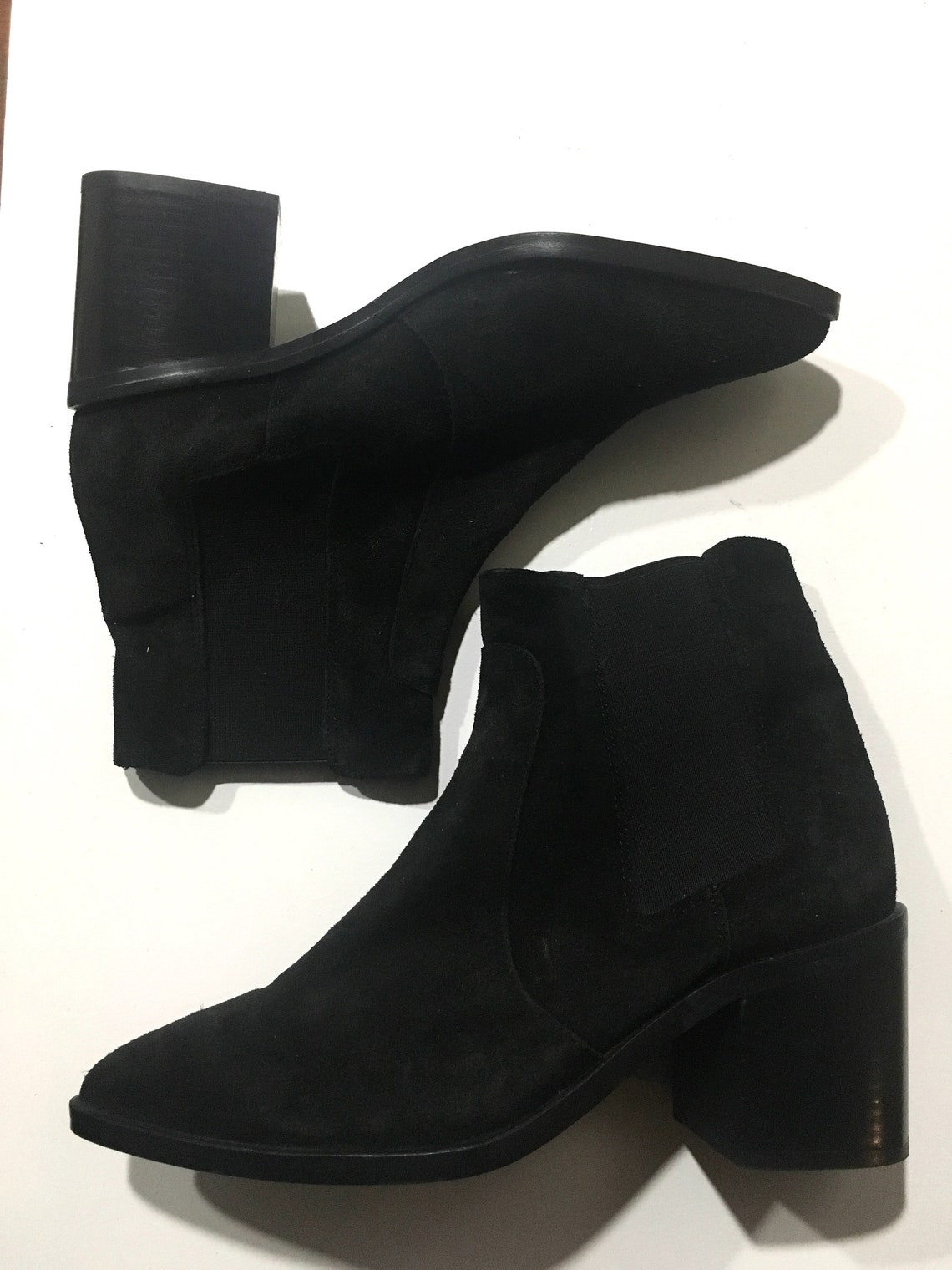 100% suede thick heel ankle booties | Etsy