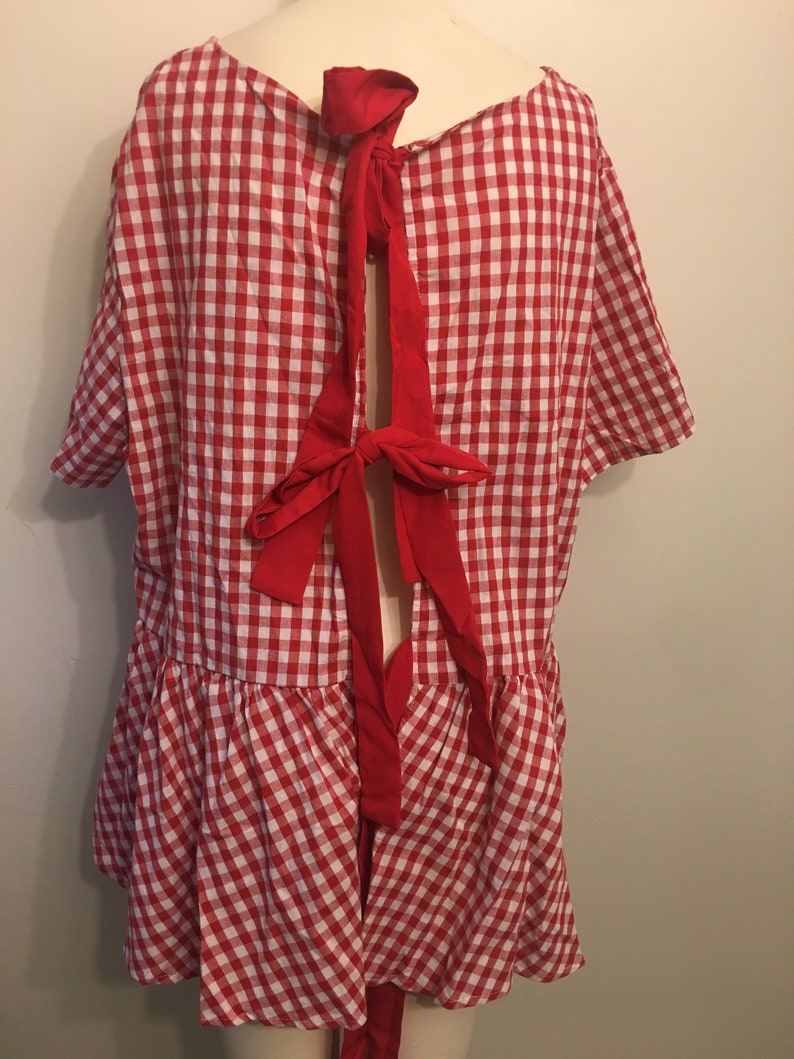 Tartan bow p\u00e9plum top women 1xl-2xl