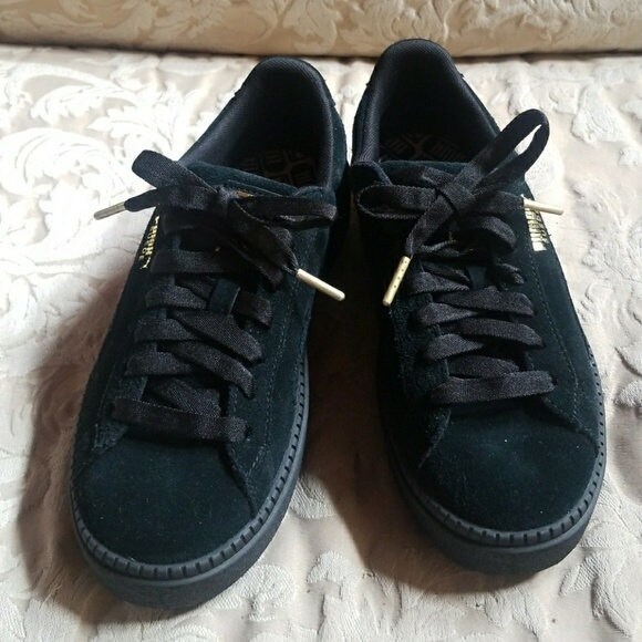 Black Suede Platform Sneaker Shoes Womens Size 7-7.5us - Etsy