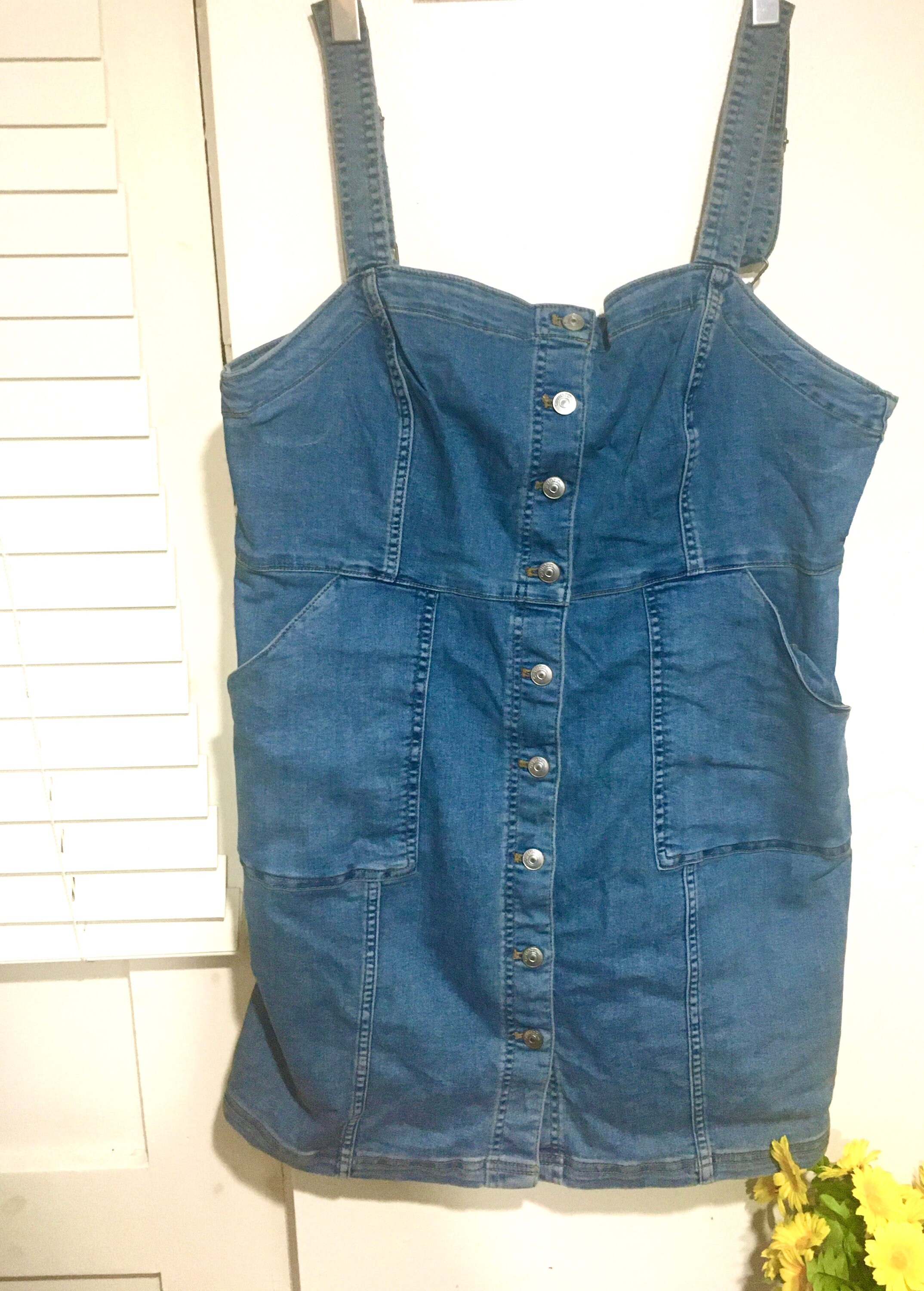 Plus size 1XL denim overall dress | Etsy