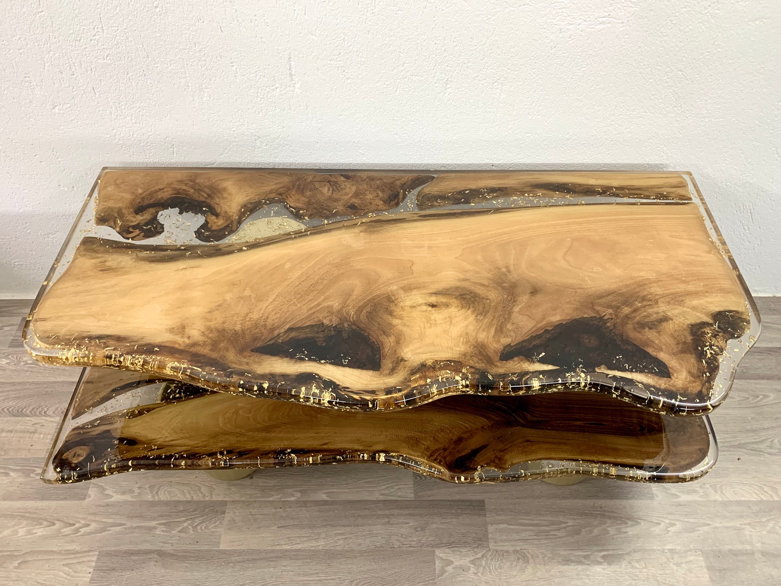 Bathroom Vanity Top Epoxy Resin 18K Gold Walnut Wood Organic Etsy Canada