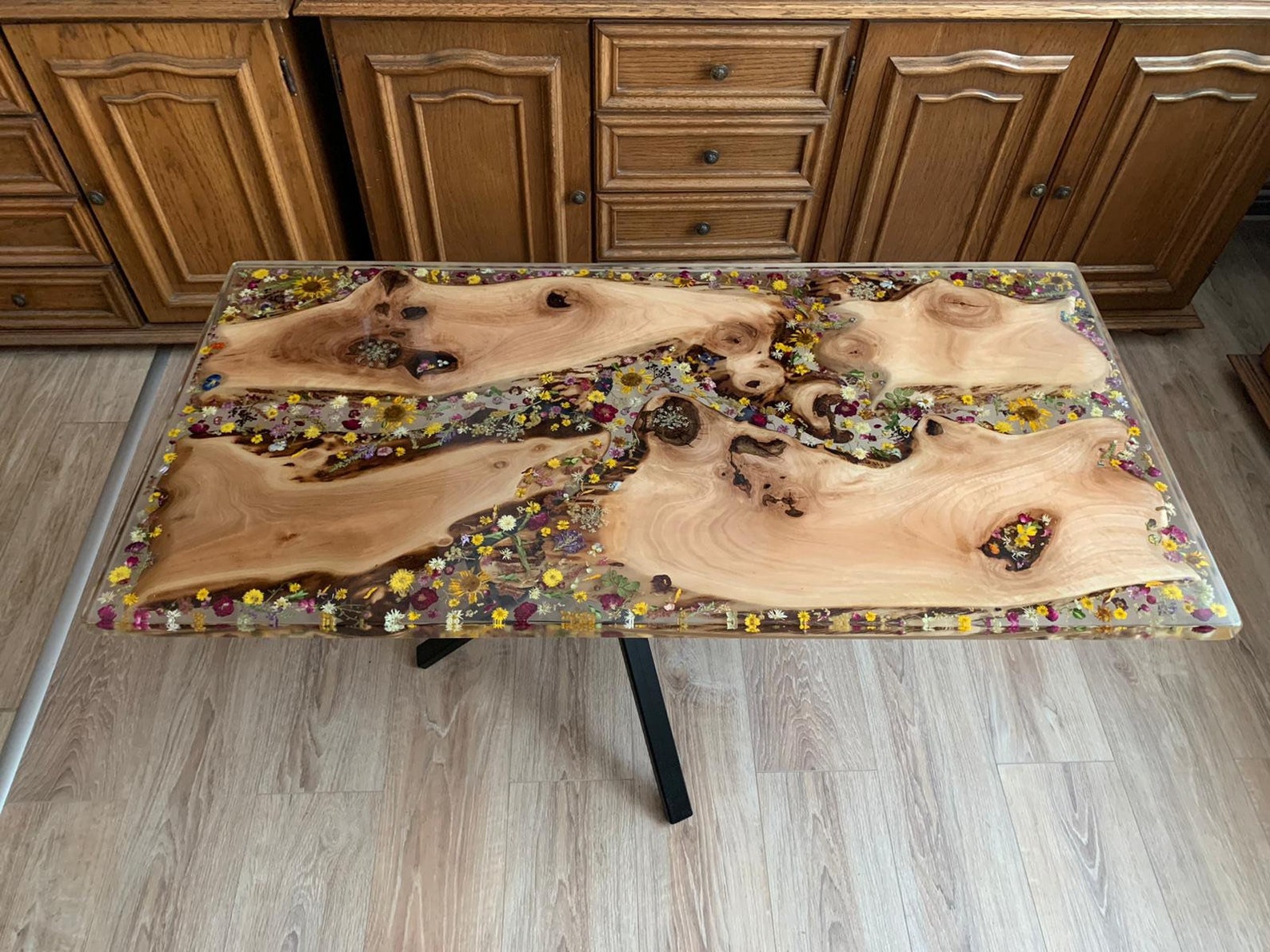 Unique Flower Design Coffee Table Epoxy Resin Organic Walnut Etsy
