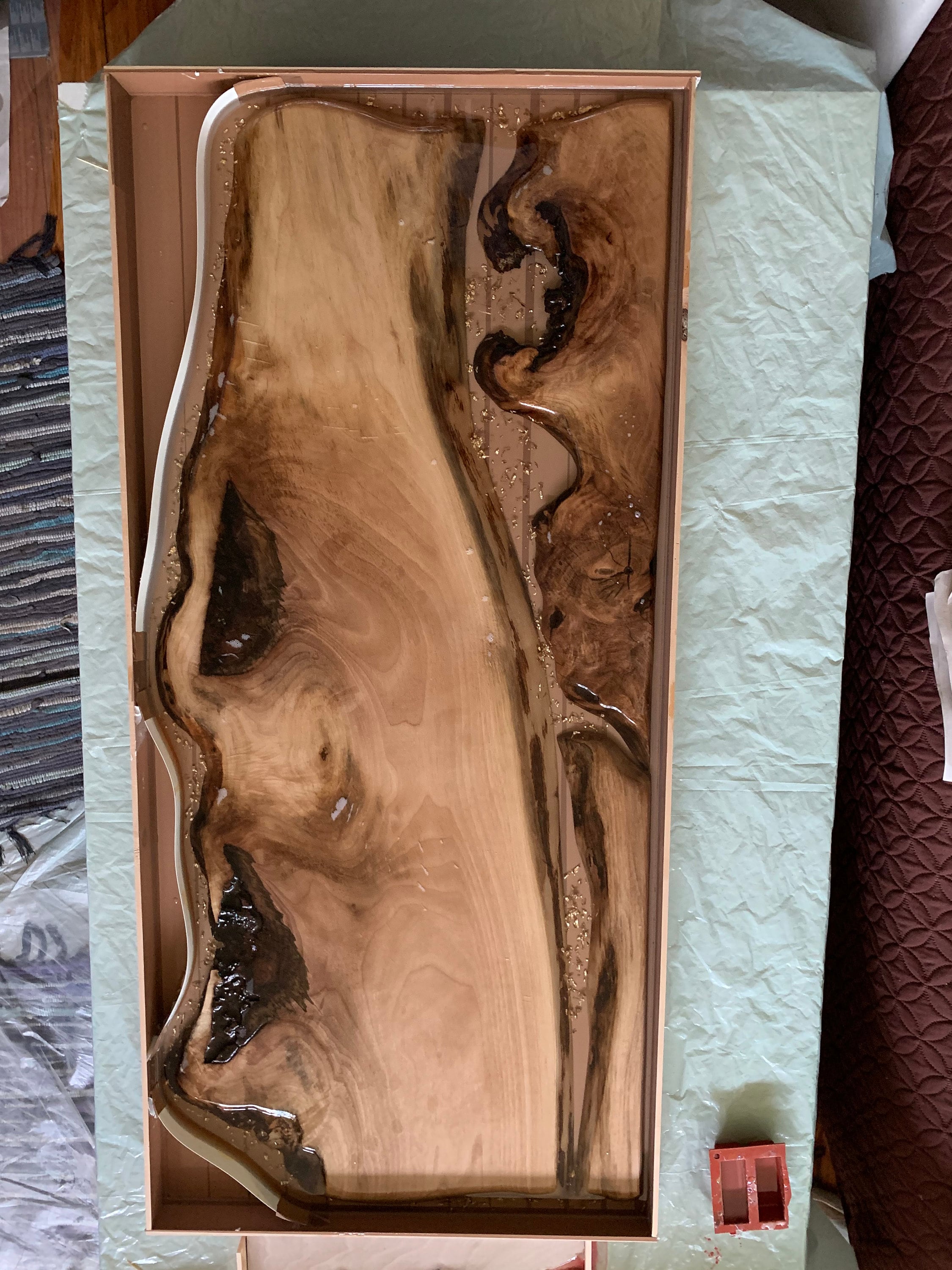 Bathroom Vanity Top Epoxy Resin 18K Gold Walnut Wood Organic Etsy Canada