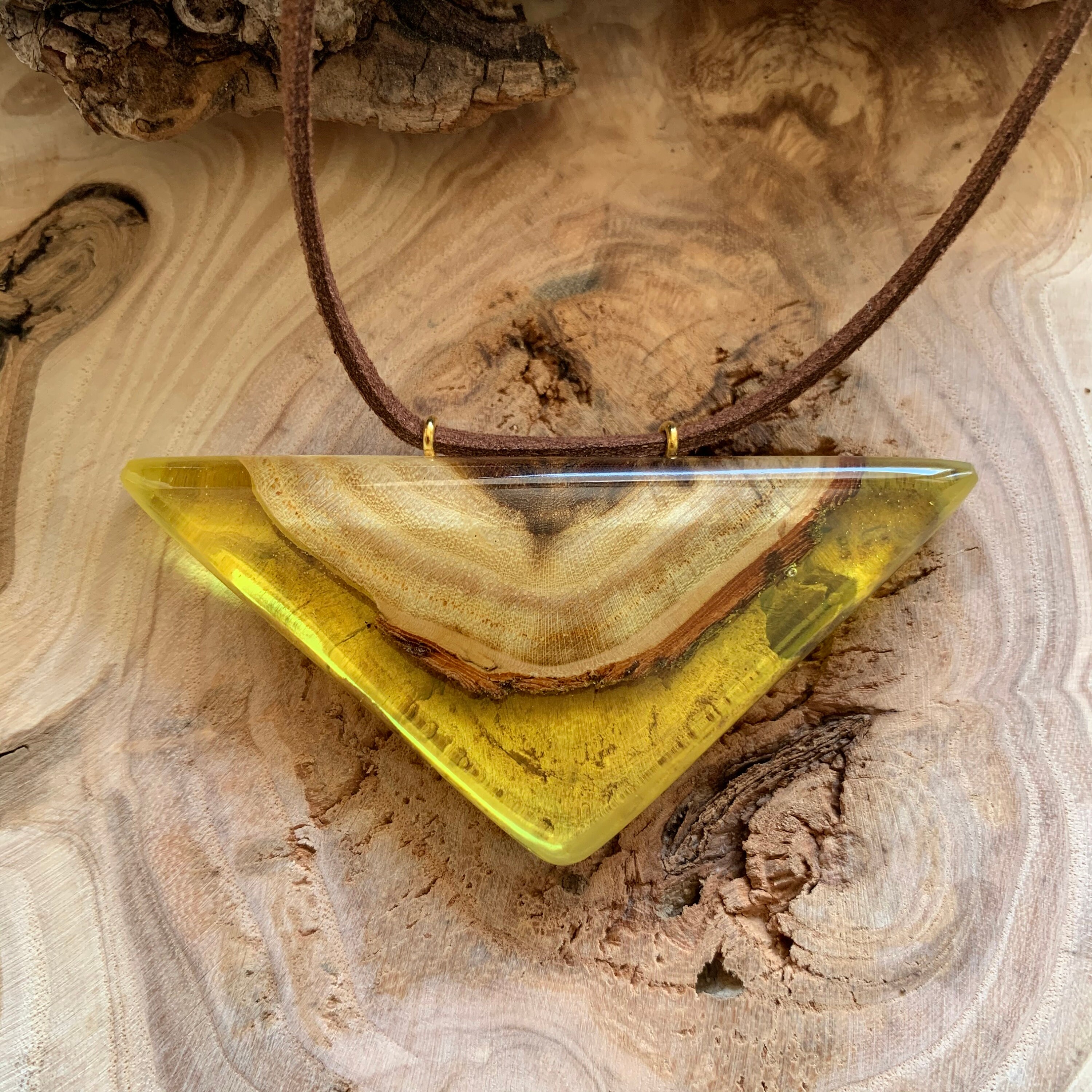 Collier Vintage Années 70 Fleurs En Résine Et Cristal - Avec Cordelette Jaune, Style Rétro Bohème, Occasion