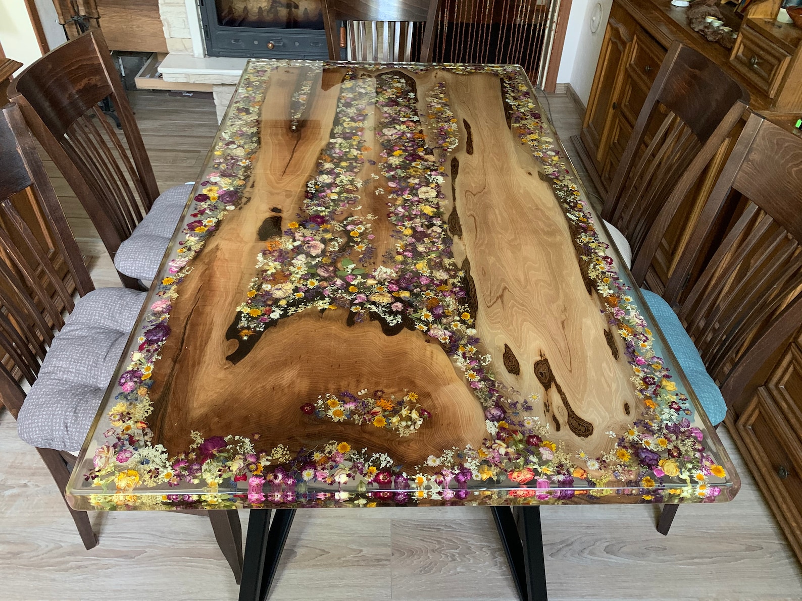 Custom Made Handmade Wood and Resin Dining Rustic Table Epoxy Etsy