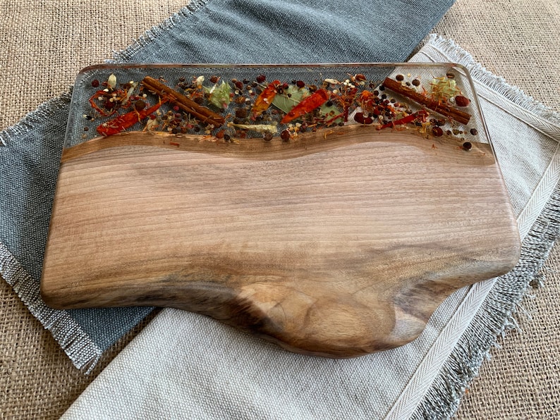 Handmade wood and resin cutting/serving board Cutting Board Etsy