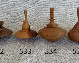 Spinning Tops Handmade Wooden Toys Natural Wood Handpainted W/bag 12pc Azkrafts for sale online 