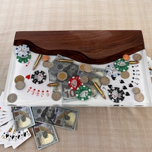 Vassoio da portata per giocatori di Pocker in legno e resina