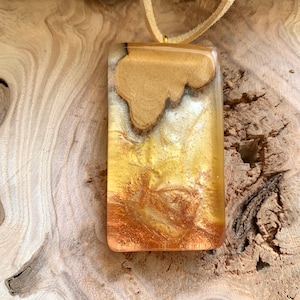 Unique, handmade, Resin, wood, necklace, resin wood jewelry, reclaimed wood, epoxy resin, beautiful hand crafted gift, orange